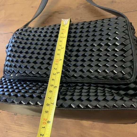 VTG Nine West Y2K 90's Shoulder Basket Weave Woven Black Handbag Bag Purse - Picture 9 of 14